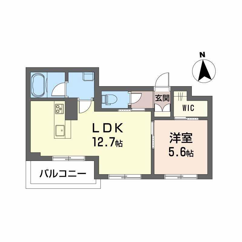 チェルシー 西津田 イースト(1LDK/1階)の間取り写真