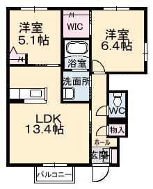 グランフォ一ト B(2LDK/1階)の間取り写真