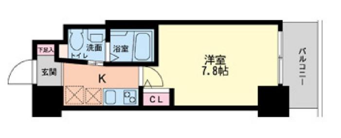セレニテ本町グランデ(1K/8階)の間取り写真