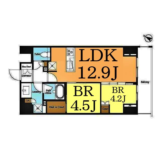 ドゥーエ横濱鶴見(2LDK/5階)の間取り写真