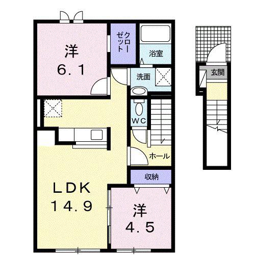 サンフラワー(2LDK/2階)の間取り写真