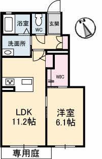 フェリシードさおの森(1LDK/1階)の間取り写真