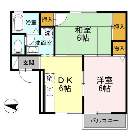 ハイツ井上C(2DK/2階)の間取り写真
