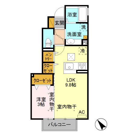 リドレーノア II(1LDK/1階)の間取り写真