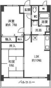 七道駅前マンション(2LDK/5階)の間取り写真