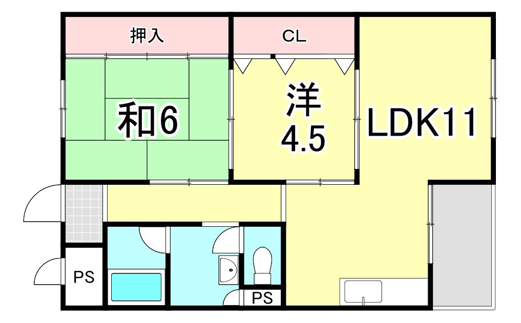 住吉台東3号棟(2LDK/9階)の間取り写真