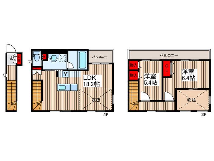 HALE LUANA(2LDK/2階)の間取り写真
