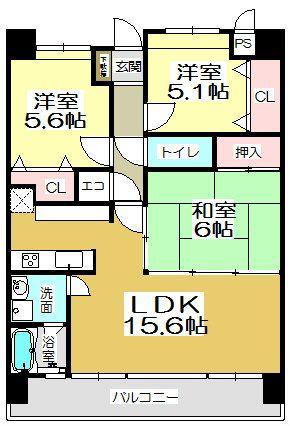 ニューガイア四季彩の丘C棟(3LDK/5階)の間取り写真