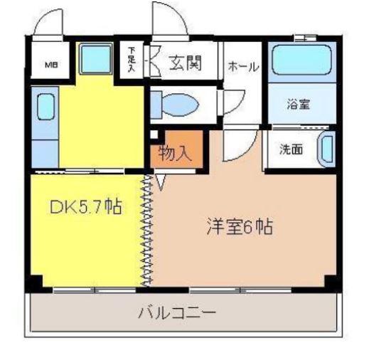 GRECALE松之浜(1DK/3階)の間取り写真