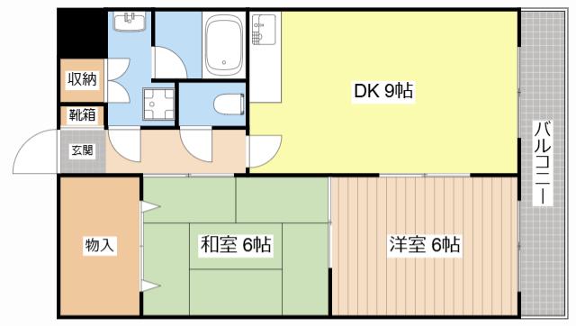 オオケイビル(2DK/6階)の間取り写真