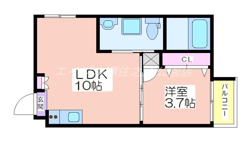 Fメゾンガーデン(1LDK/3階)の間取り写真