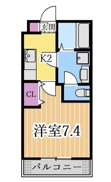 クレフラスト野並A棟(1K/2階)の間取り写真