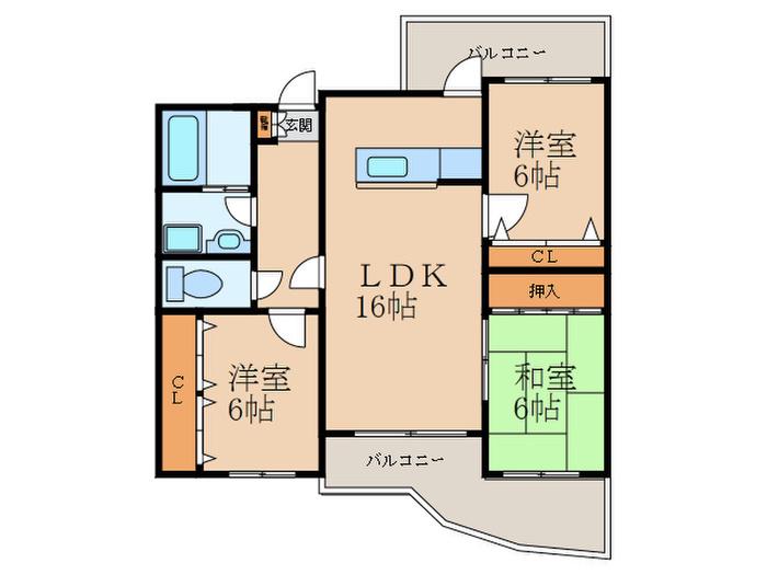 フローレスタ・シオン壱番館(3LDK/3階)の間取り写真