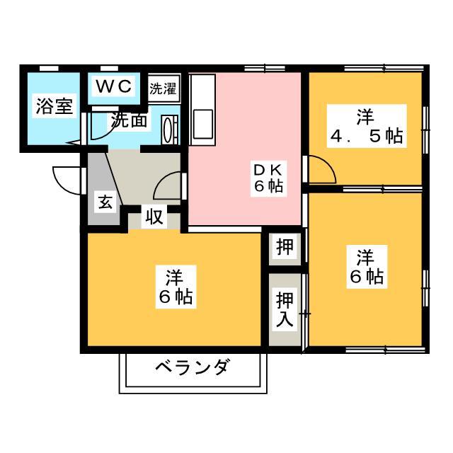 ウインディSUZUKA B(3DK/2階)の間取り写真