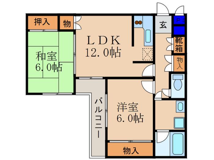パラドール宮前橋(2LDK/2階)の間取り写真