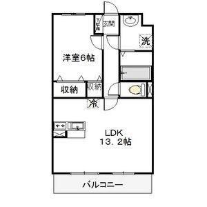 サニーサイド戸祭 I(1LDK/1階)の間取り写真