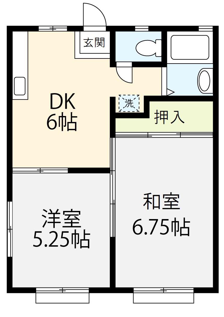 グリンヒル山手(2DK/2階)の間取り写真