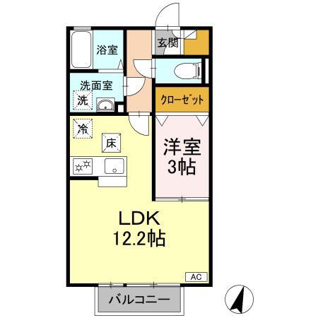 ヴェルデ津森(1LDK/1階)の間取り写真