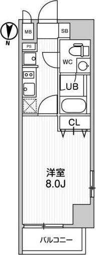  南千住マンションII(1K/4階)の間取り写真