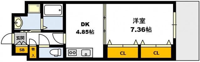 フィレンツェ横川(1DK/3階)の間取り写真