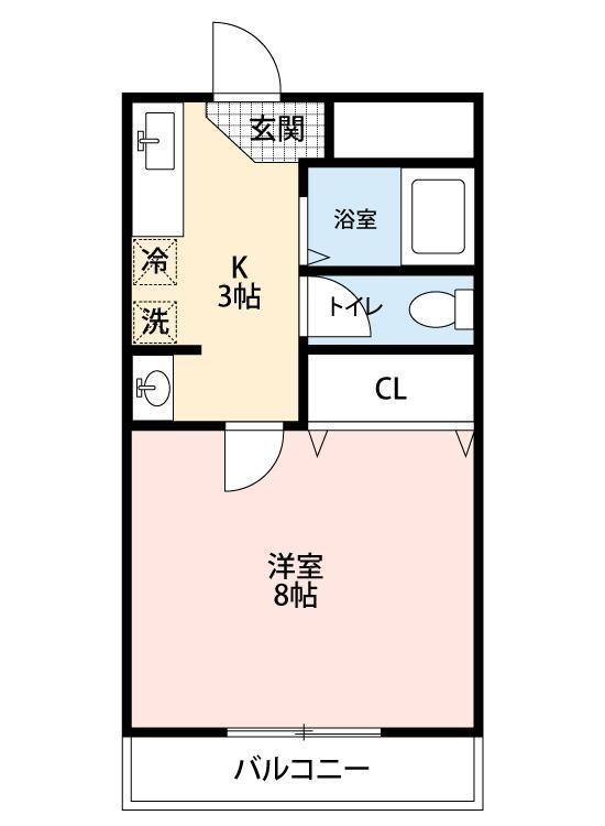 ジプリメーラ新下関(1K/3階)の間取り写真