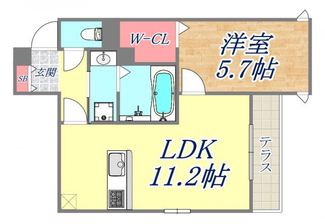 THE CROSS(1LDK/1階)の間取り写真