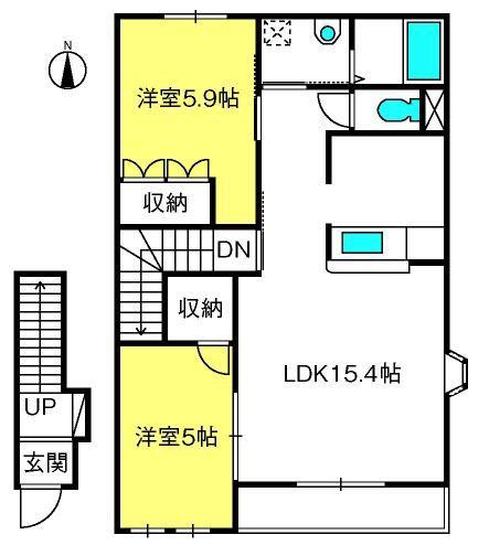 ポラリス弐番館(2LDK/2階)の間取り写真