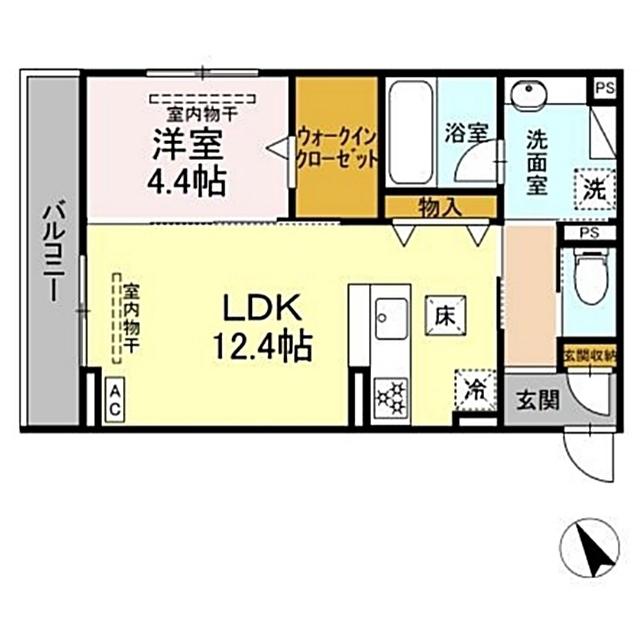 ル・カヴァリエ(1LDK/1階)の間取り写真