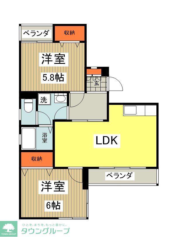 エルベ東大和(2LDK/3階)の間取り写真