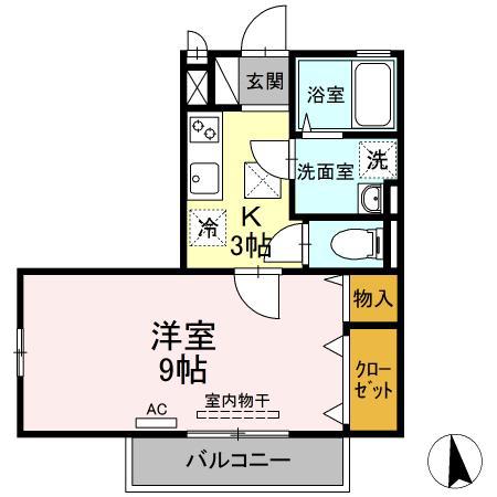 エスポワール(1K/1階)の間取り写真
