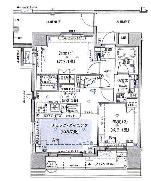 ブリリア綱島アイディーステーションフロント(2LDK/6階)の間取り写真
