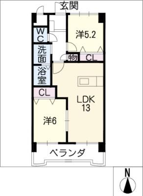 コットンハウス平針(2LDK/4階)の間取り写真
