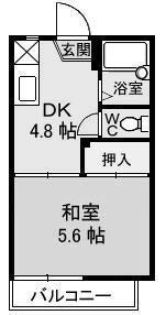 フレグランス橘A棟(1DK/1階)の間取り写真