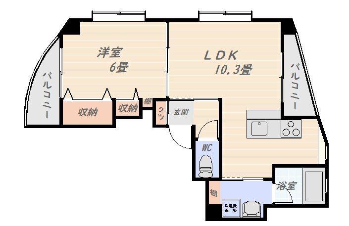 メゾンスバル(1LDK/5階)の間取り写真