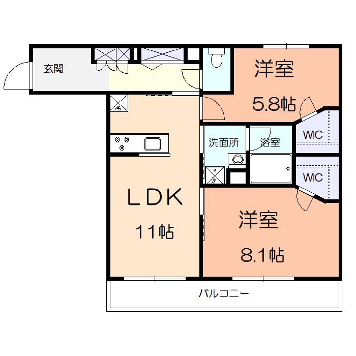 ソレイユ湘南VI(2LDK/3階)の間取り写真