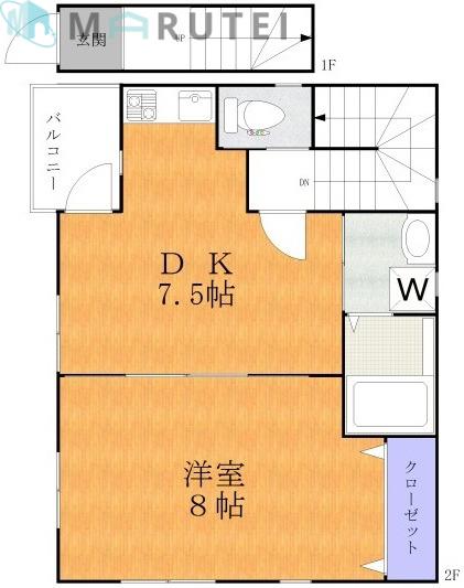 メゾンK・K(1DK/2階)の間取り写真