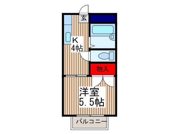 メゾンジュネス(1K/2階)の間取り写真