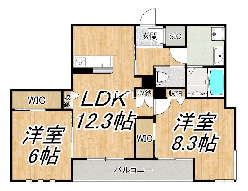 LE LIEN TSUKASA(2LDK/3階)の間取り写真