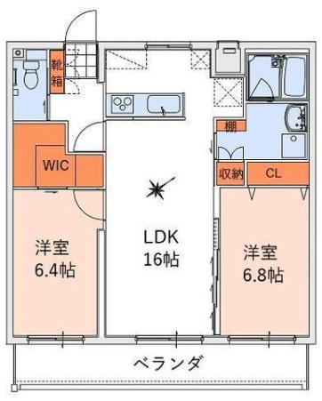VILLA PORTOFINO(2LDK/2階)の間取り写真