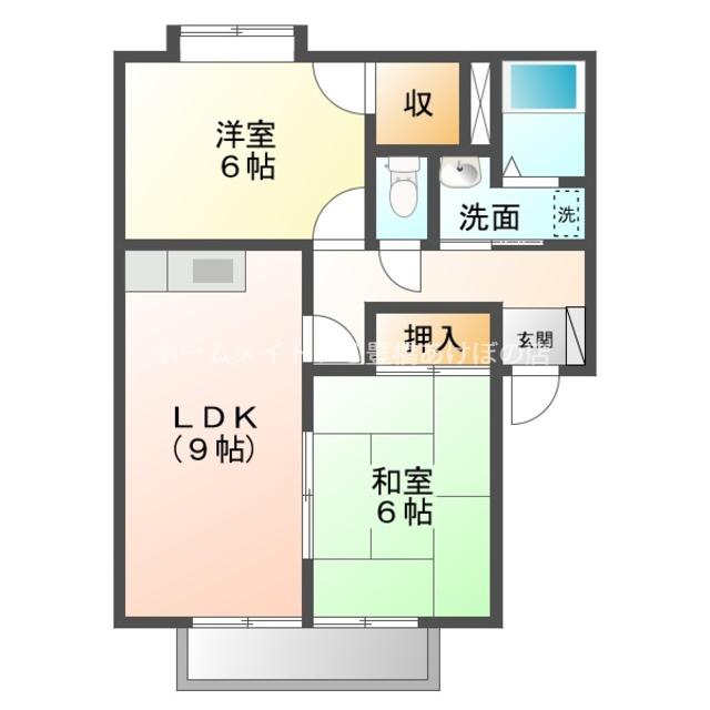 ユトリロ大岩2(2LDK/1階)の間取り写真