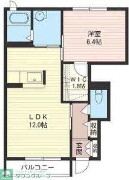 ベルヒルズ玉川(1SLDK/1階)の間取り写真