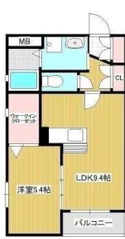 ウィズ下郡(1LDK/1階)の間取り写真