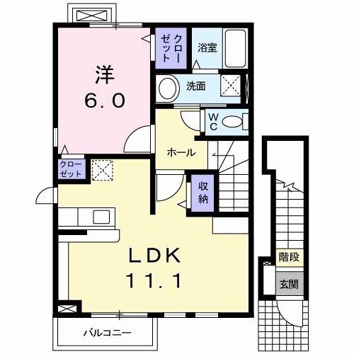 WHITE HILLS(1LDK/2階)の間取り写真