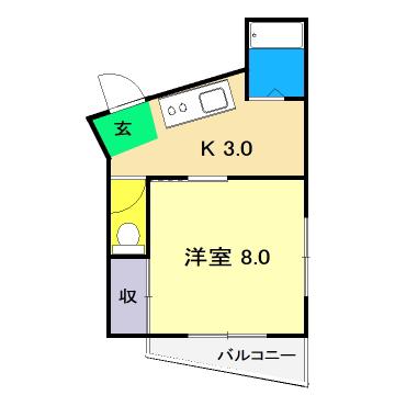 都計ビル(1K/3階)の間取り写真