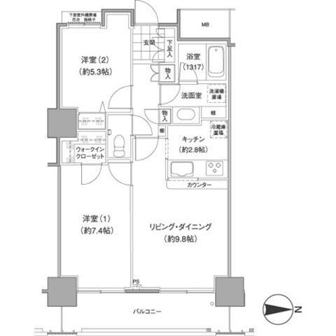 イストワール(2LDK/4階)の間取り写真