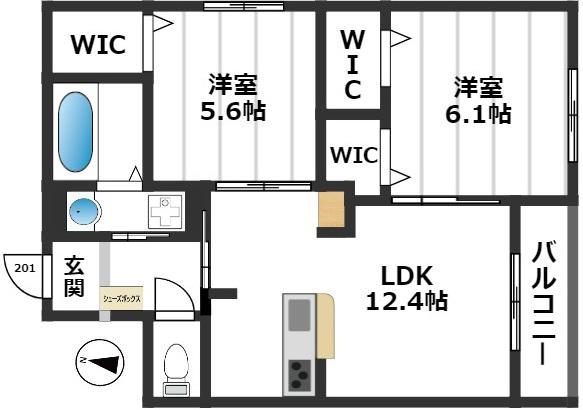 メゾンBSKT(2LDK/2階)の間取り写真