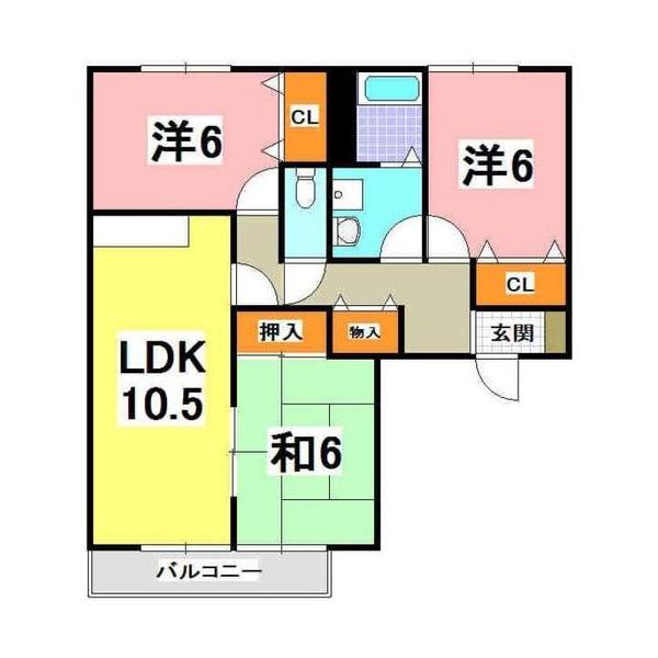 アルパポンテ三番館(3LDK/2階)の間取り写真