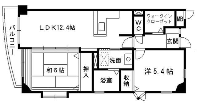 ミラベル嵐が丘(2LDK/4階)の間取り写真