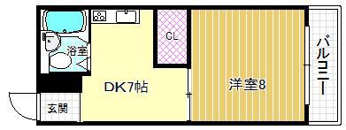 カーサベルデ(1DK/2階)の間取り写真