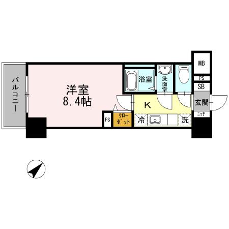 JP NOIE 早稲田 ジェーピーノイエ早稲田(1K/2階)の間取り写真